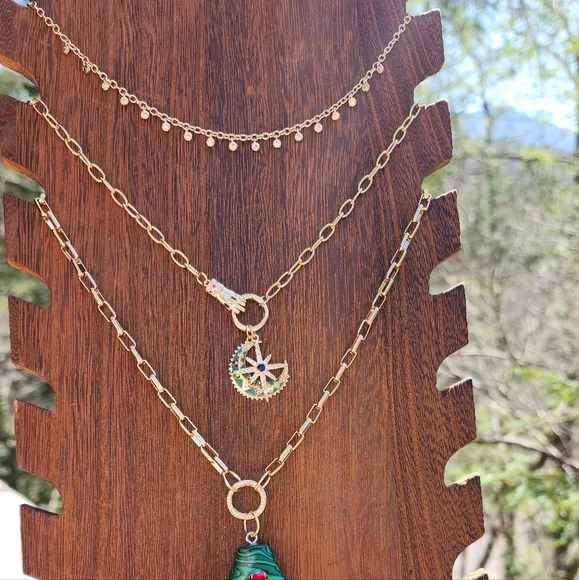 🆕️Crescent Moon & Starburst Paper Clip Chain 18k Gold Plated Necklace CZ NEW - Picture 5 of 6